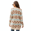 Autumn and Winter Female Diamond Loose Knitted Cardigan Jacquard Medium-length Sweater Jacket, Size: L(Brown)