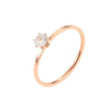 Very Fine Six-Claw Single Diamond Ring Diamond-Set Titanium Steel Women Ring, Size: US Size 6(Rose Gold)