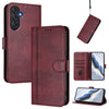 For Samsung Galaxy M55 5G / C55 5G Line Splicing Buckle Retro Leather Phone Case(Wine Red)