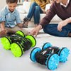 2.4G RC Stunt Car Land Water Double Side Amphibious Elves Simulate Remote Control Vehicle Toy (Blue)