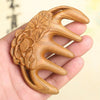 Sandalwood Carved Lotus Leaf Shape Handmade Comb Multifunctional Meridian Massage Thickening Health Comb(Massage Comb)
