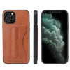 For iPhone 12 mini Fierre Shann Full Coverage Protective Leather Case with Holder & Card Slot(Brown)