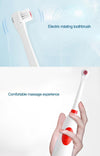 2W Creative Household Waterproof Rotary Electric Toothbrush Set with 4 Replacement Brush Heads & Base, 8500 Revolutions Per Minute(Red)