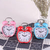 Children Cartoon Apple-Shaped Bedside Mute Desk Clock Metal Bell Digital Alarm Clock(Pink)