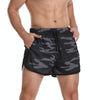 XXXL Three Pants Men Gym Shorts Quick Dry Swimming Trunks(Black Camouflage)