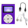 Mini Lavalier Metal MP3 Music Player with Screen, Style: with Earphone+Cable(Purple)