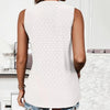 Women Spring Summer Round Neck Printed Vest T-Shirt Top, Size: S(White)