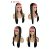 Color Bleaching And Dyeing Double Sideburns With Bangs Long Straight Hip-Hop Wig(Smoke Pink Bleaching Black)