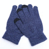 Winter Touch Screen Gloves Women Men Warm Stretch Knit Mittens Imitation Wool Thicken Full Finger Gloves(B-Blue)