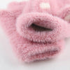 Children Half Finger Gloves Knitted Cold Warm Plus Velvet Fingerless Gloves(Navy Blue)