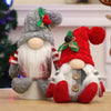 Christmas Doll Knit Hat Sitting Gnome Plush Ornament Decoration Christmas Knit Hat Figurine(Grey)
