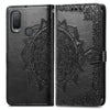 For Alcatel 1L 2021 Mandala Flower Embossed Horizontal Flip Leather Case with Holder & Three Card Slots & Wallet & Lanyard(Black)