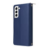 For Samsung Galaxy S22 5G Nine-card Slots Zipper Wallet Bag Leather Phone Case(Blue)