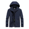 Men Casual Youth Full Zip Hooded Rainproof Jacket, Size: XXXL(Dark Blue)