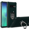 For Galaxy S10+ Carbon Fiber Protective Case with 360 Degree Rotating Ring Holder(Green)