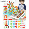 Children Screw-Tightening Electric Drill Toy Manual Assembly Toolbox, Style: 3D + Electric Drill (466 PCS)
