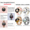 T86 Woman Health 1.27 inch Smart Watch, BT Call / Physiological Cycle / Heart Rate / Blood Pressure / Blood Glucose / SOS(Rose Gold Pink Leather)