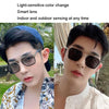 Double-beam Polarized Variable Color Eyeglasses Non-degree Flat Glasses, Lens: Change Grey(Black Gold Frame)