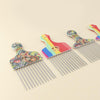 Printed Steel Pin Pick Hair Comb Retro Oil Head Style Comb, Color Classification: Waist Flower K2