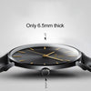 KEMANQI Simple Ultra-thin Waterproof Steel Mesh Belt Quartz Watch for Men(  Ultra-thin black shell black dial black band)