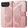 For Asus ROG Phone 6 Butterfly Love Flower Embossed Flip Leather Phone Case(Rose Gold)
