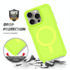 For iPhone 14 Pro Shockproof MagSafe Armor PC Hybrid TPU Phone Case(Fluorescent Green+Gray)