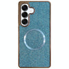 For Samsung Galaxy S24 5G Electroplating PC Glitter Grain MagSafe Phone Case(Blue)