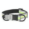 Reflective Dog Collar, Medium, Green, Black Buckle - Nylon