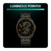 SKMEI 9193 Men Golden Dragon Pattern Calendar Dial Luminous Quartz Watch(Silver Gold)