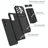 For Samsung Galaxy A32 4G Armor Card PC + TPU Shockproof Case with Card Slot & Invisible Holder(Black)