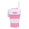 350ML Folding Portable Silicone Telescopic Drinking Coffee Cup Multi-function Silica Cup Travel(Pink)