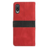 For Samsung Galaxy A02 / M02 Grid Stitching Leather Phone Case with Lanyard(Red)
