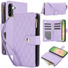 For Samsung Galaxy A56 5G YM016 Rhombic Zipper Card Wallet Leather Phone Case with Lanyard(Light Purple)