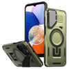For Samsung Galaxy A14 4G / 5G Shield Frame Holder MagSafe Phone Case(Olive Green)