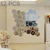 12 PCS 3D Hexagonal Mirror Wall Stickers Set, Size: 10*10cm(Silver)