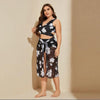 3 in 1 Set Sexy Plus Size Print Bikini Ladies Split Swimsuit, Size:XXXL(As Show)