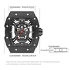 BAOGELA 224141 Hollow Skull Luminous Sports 304 Stainless Steel Silicone Men Watch(Black Shell Rose Face Black Belt)