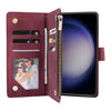 For Samsung Galaxy S25 5G Multifunctional Frosted Zipper Wallet Leather Phone Case(Wine Red)