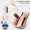 For Samsung Galaxy A73 5G Double Flap Zipper RFID Leather Phone Case with Short Lanyard(Rose Gold)