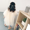 Summer Girls Mesh Tutu Puff Sleeve Dress, Kid Size:100cm(Beige)