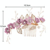 Fashion Flower Hair Combs Headdress Prom Bridal Wedding Hair Accessories Gold Leaves Hair Jewelry Hair Pins(Purple big size)