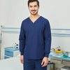 Men Scrub Pet Dental Work Clothes Long-sleeved Top + Pants Set, Size: XXL(Tibetan Blue)