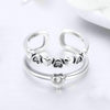 S925 Sterling Silver Ring Delicate Heart Diamond Open Female Ring