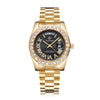 CAGARNY 6886 Diamond-encrusted Roman Numeral Dial Quartz Watch for Men(Gold Shell Black Dial)