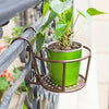 Iron Metal Railing Potted Plant Shelves Hanging Flowerpot Rack (Bronze)