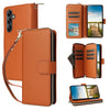 For Samsung Galaxy A14 Nine-card Slots Zipper Wallet Bag Leather Phone Case(Brown)