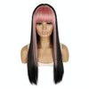 Color Bleaching And Dyeing Double Sideburns With Bangs Long Straight Hip-Hop Wig(Smoke Pink Bleaching Black)