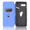 For Asus ROG Phone II Carbon Fiber Texture Horizontal Flip TPU + PC + PU Leather Case with Card Slot(Blue)