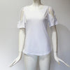 Round Neck Short-sleeved Off-the-shoulder Blouse T-shirt, Size: M(White)