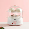 LINGRUI Timer Mini Multi-Function Egg Cooker Automatic Power Off Home Breakfast Machine, CN Plug, Specification:Double Layers(Pink)